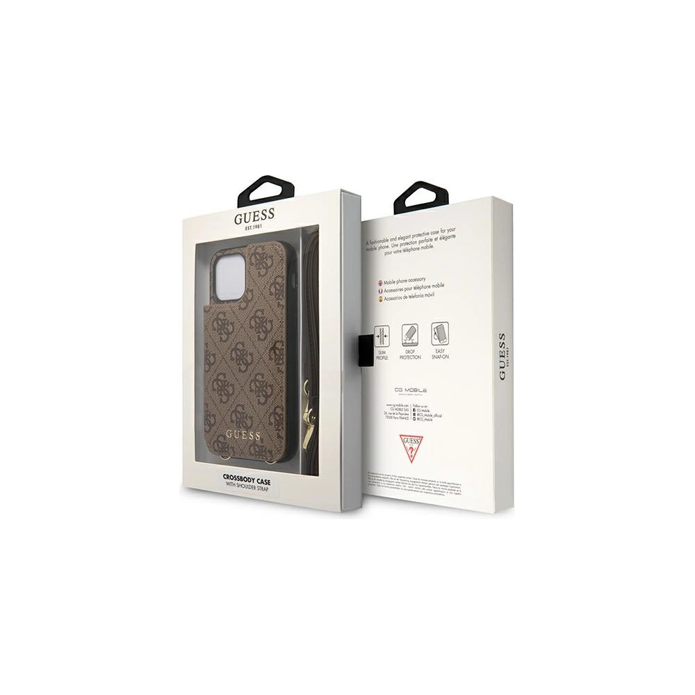 Etui Guess GUHCP12LCB4GB Apple iPhone 12 Pro Max brązowy/brown hardcase 4G Crossbody Cardslot