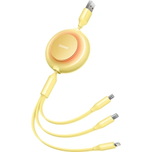 Kabel Baseus Bright Mirror 2 3w1 USB-A - microUSB + Lightning + USB-C 3.5A 1.1m żółty
