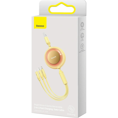 Kup Kabel Baseus Bright Mirror 2 3w1 USB-A - microUSB + Lightning + USB-C 3.5A 1.1m żółty - BSU3385YEL - {ean13} - Sklep Home Screen