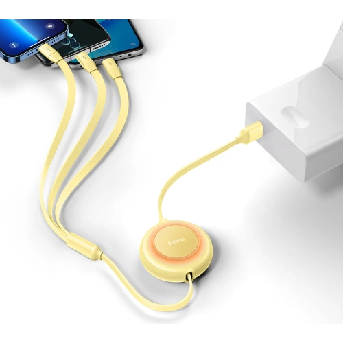 Kup Kabel Baseus Bright Mirror 2 3w1 USB-A - microUSB + Lightning + USB-C 3.5A 1.1m żółty - BSU3385YEL - {ean13} - Sklep Home Screen