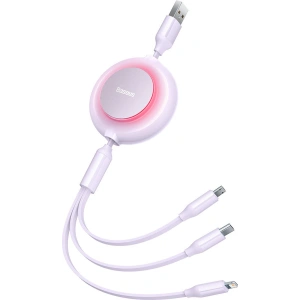 Kabel Baseus Bright Mirror 2 3w1 USB-A - microUSB + Lightning + USB-C 3.5A 1.1m fioletowy