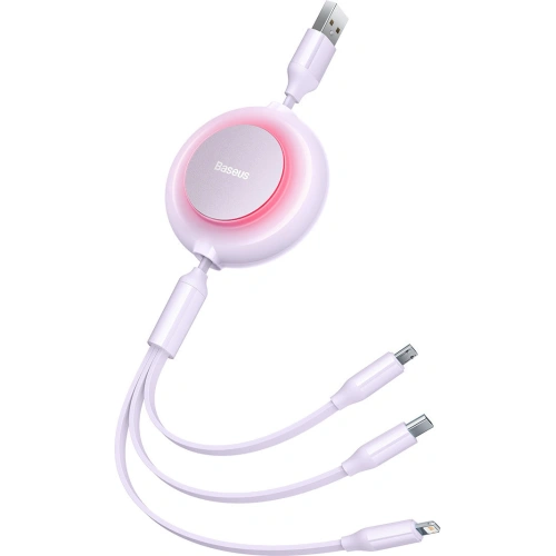Kup Kabel Baseus Bright Mirror 2 3w1 USB-A - microUSB + Lightning + USB-C 3.5A 1.1m fialový - BSU3386PRP - {ean13} - Sklep Home Screen