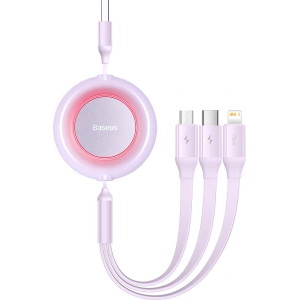 Kabel Baseus Bright Mirror 2 3w1 USB-A - microUSB + Lightning + USB-C 3.5A 1.1m fioletowy