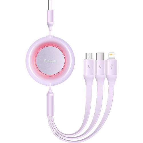 Kup Kabel Baseus Bright Mirror 2 3w1 USB-A - microUSB + Lightning + USB-C 3.5A 1.1m fioletowy - BSU3386PRP - {ean13} - Sklep Home Screen