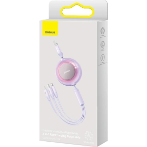 Kabel Baseus Bright Mirror 2 3w1 USB-A - microUSB + Lightning + USB-C 3.5A 1.1m fioletowy