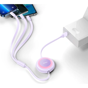 Kabel Baseus Bright Mirror 2 3w1 USB-A - microUSB + Lightning + USB-C 3.5A 1.1m fioletowy