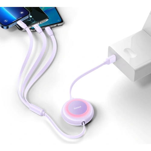 Kup Kabel Baseus Bright Mirror 2 3w1 USB-A - microUSB + Lightning + USB-C 3.5A 1.1m fioletowy - BSU3386PRP - {ean13} - Sklep Home Screen