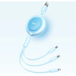 Kabel Baseus Bright Mirror 2 3w1 USB-A - microUSB + Lightning + USB-C 3.5A 1.1m fioletowy