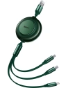 Baseus Bright Mirror 2 retractable cable 3in1 USB Type A - micro USB + Lightning + USB Type C 3.5A 1.1m green