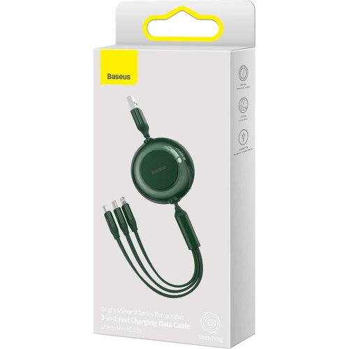 Kup Kabel Baseus Bright Mirror 2 3w1 USB-A - microUSB + Lightning + USB-C 3.5A 1.1m zielony - BSU3387GRN - {ean13} - Sklep Home Screen