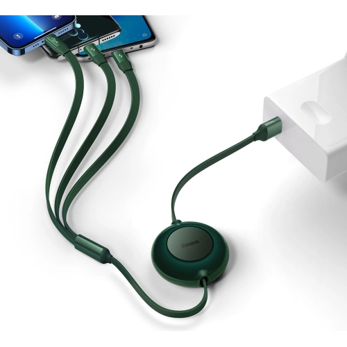 Kup Kabel Baseus Bright Mirror 2 3w1 USB-A - microUSB + Lightning + USB-C 3.5A 1.1m zielony - BSU3387GRN - {ean13} - Sklep Home Screen