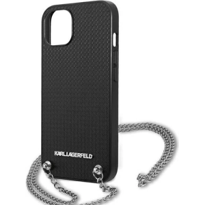 Kup Hülle Karl Lagerfeld KLHCP13SPMK Apple iPhone 13 mini Hartschale schwarz/black Leather Textured and Chain - KLD966BLK - {ean13} - Sklep Home Screen