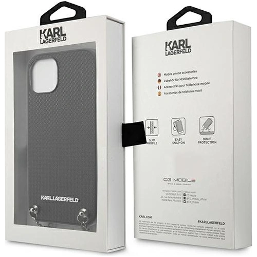 Kup Etui Karl Lagerfeld KLHCP13SPMK Apple iPhone 13 mini hardcase černý/black Leather Textured and Chain - KLD966BLK - {ean13} - Sklep Home Screen