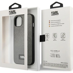 Kup Hülle Karl Lagerfeld KLHCP13SSFMP2DG Apple iPhone 13 mini Hardcase silber/Silver Saffiano Plaque - KLD968SLV - {ean13} - Sklep Home Screen