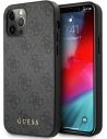Etui Guess GUHCP12LG4GFGR Apple iPhone 12 Pro Max szürke/grey kemény tok 4G Fém Arany Logó