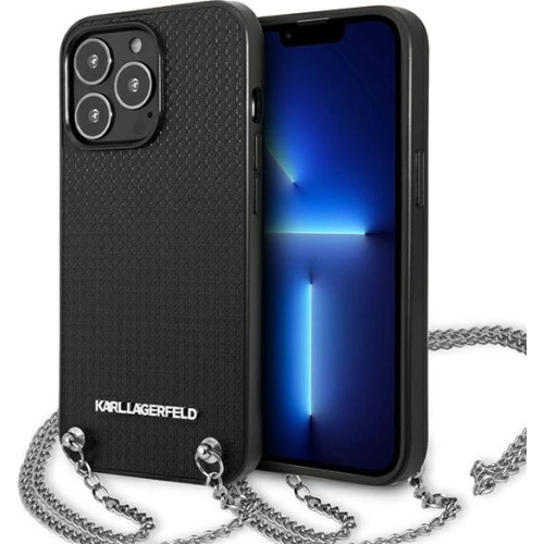 Kup Etui Karl Lagerfeld KLHCP13XPMK Apple iPhone 13 Pro Max hardcase negru/black din piele texturată și lanț - KLD971BLK - {ean13} - Sklep Home Screen