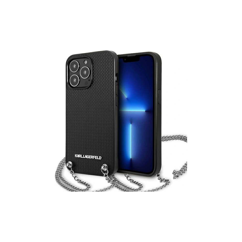 Etui Karl Lagerfeld KLHCP13XPMK Apple iPhone 13 Pro Max hardcase czarny/black Leather Textured and Chain