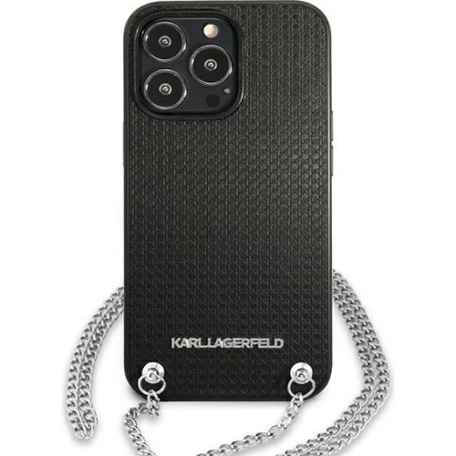 Kup Etui Karl Lagerfeld KLHCP13XPMK Apple iPhone 13 Pro Max hardcase negru/black din piele texturată și lanț - KLD971BLK - {ean13} - Sklep Home Screen