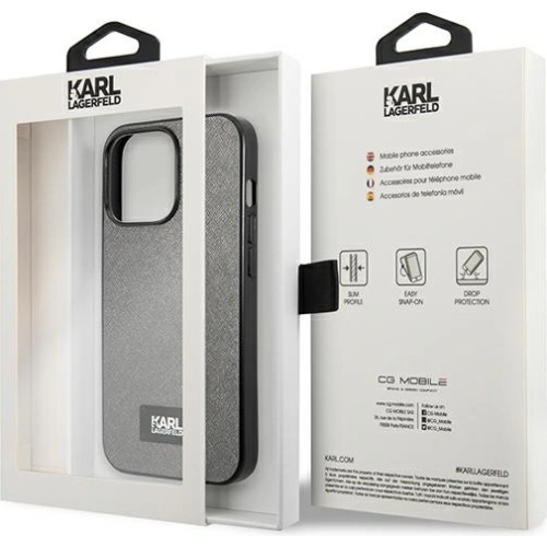 Kup Etui Karl Lagerfeld KLHCP13XSFMP2DG Apple iPhone 13 Pro Max hardcase argintiu/silver Saffiano Plaque - KLD974SLV - {ean13} - Sklep Home Screen