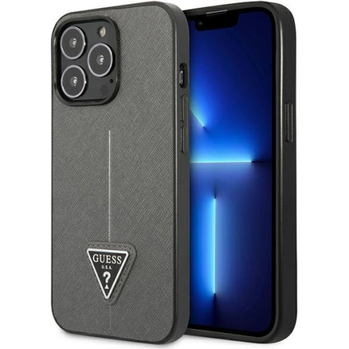 Kup Etui Guess GUHCP13LPSATLG Apple iPhone 13 Pro srebrny/silver hardcase Saffiano Triangle Logo - GUE1844SLV - {ean13} - Sklep Home Screen