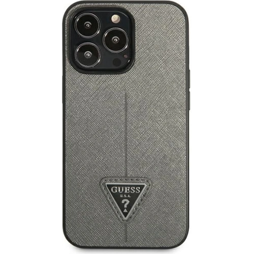 Kup Etui Guess GUHCP13LPSATLG Apple iPhone 13 Pro srebrny/silver hardcase Saffiano Triangle Logo - GUE1844SLV - {ean13} - Sklep Home Screen