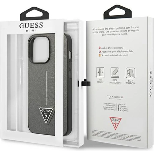 Kup Etui Guess GUHCP13LPSATLG Apple iPhone 13 Pro srebrny/silver hardcase Saffiano Triangle Logo - GUE1844SLV - {ean13} - Sklep Home Screen