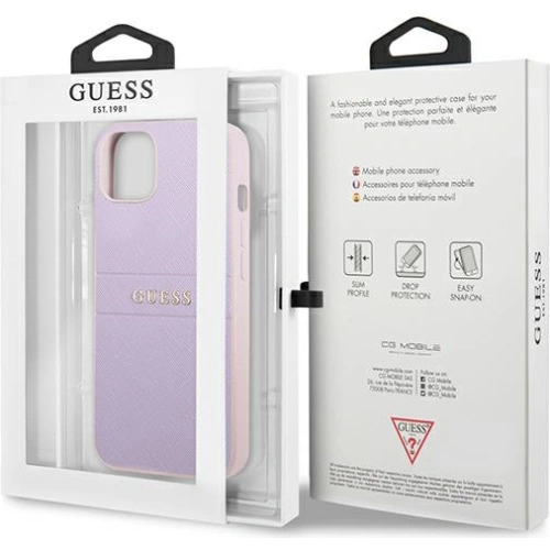 Buy Guess GUHCP13SPSASBPU Apple iPhone 13 mini purple Saffiano Hot Stamp & Metal Logo - GUE1848PRP - {ean13} - Home Screen Store Europe