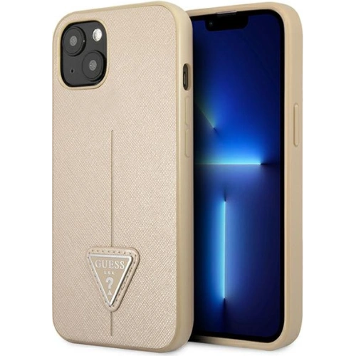 Kup Etui Guess GUHCP13SPSATLE Apple iPhone 13 mini béžový/beige hardcase Saffiano Triangle Logo - GUE1849BEI - {ean13} - Sklep Home Screen