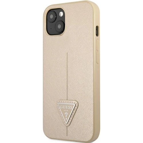 Buy Guess GUHCP13SPSATLE Apple iPhone 13 mini beige hardcase Saffiano Triangle Logo - GUE1849BEI - {ean13} - Home Screen Store Europe