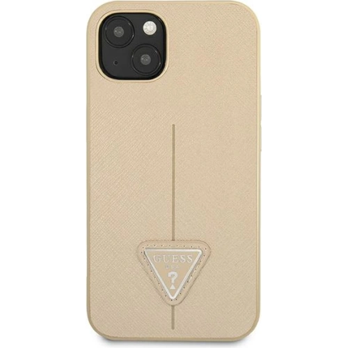 Buy Guess GUHCP13SPSATLE Apple iPhone 13 mini beige hardcase Saffiano Triangle Logo - GUE1849BEI - {ean13} - Home Screen Store Europe