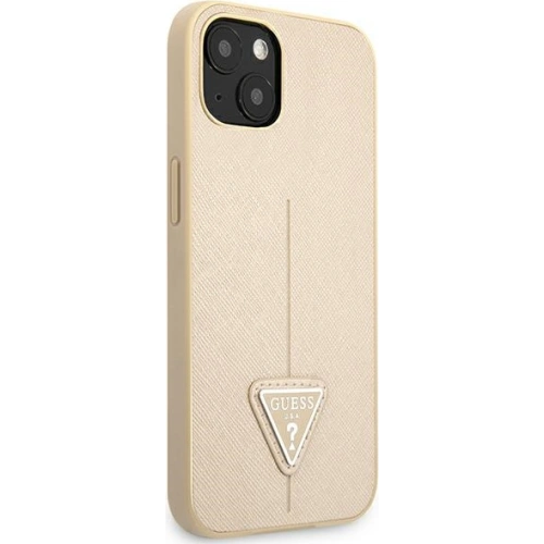 Buy Guess GUHCP13SPSATLE Apple iPhone 13 mini beige hardcase Saffiano Triangle Logo - GUE1849BEI - {ean13} - Home Screen Store Europe