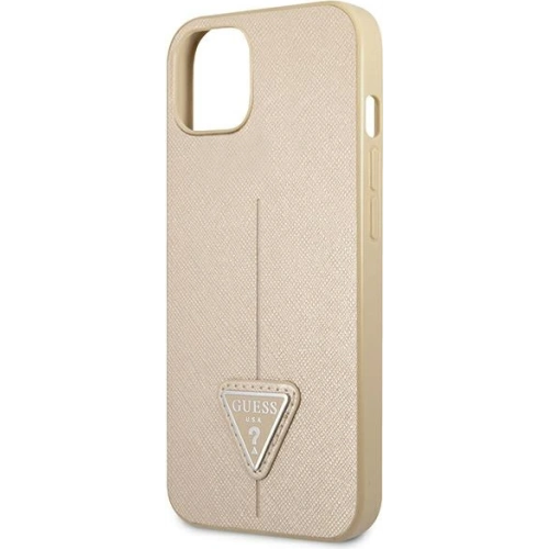 Buy Guess GUHCP13SPSATLE Apple iPhone 13 mini beige hardcase Saffiano Triangle Logo - GUE1849BEI - {ean13} - Home Screen Store Europe