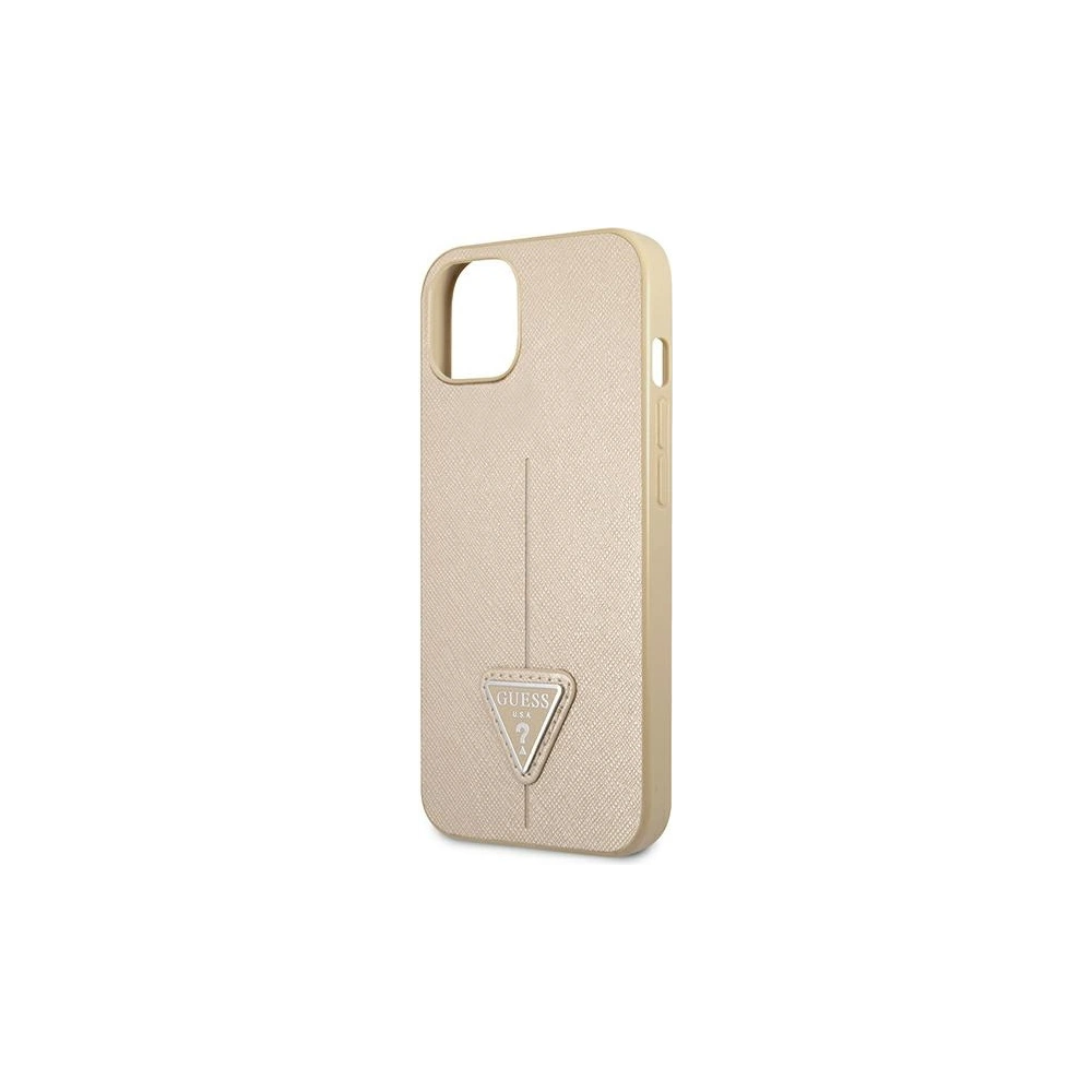 Etui Guess GUHCP13SPSATLE Apple iPhone 13 mini beżowy/beige hardcase Saffiano Triangle Logo