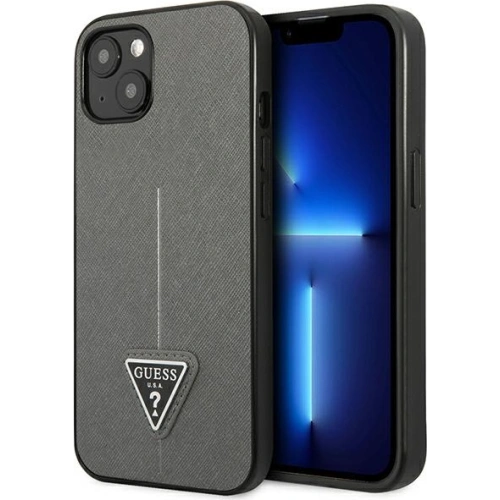 Kup Etui Guess GUHCP13SPSATLG Apple iPhone 13 mini argintiu/silver hardcase Saffiano Triangle Logo - GUE1850SLV - {ean13} - Sklep Home Screen
