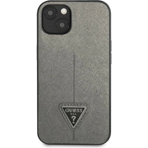 Kup Hülle Guess GUHCP13SPSATLG Apple iPhone 13 mini silber/silver Hardcase Saffiano Triangle Logo - GUE1850SLV - {ean13} - Sklep Home Screen