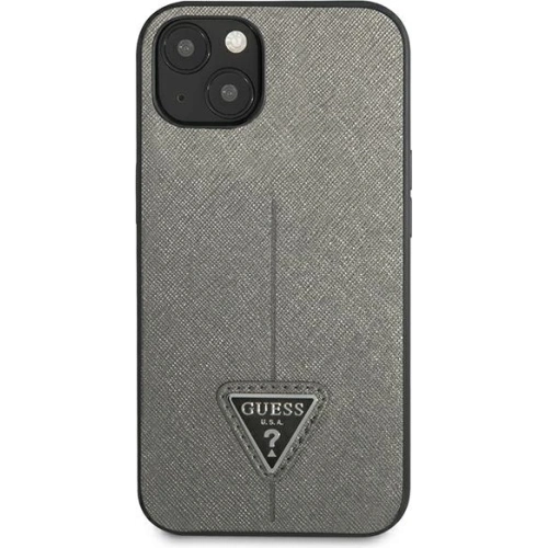 Kup Etui Guess GUHCP13SPSATLG Apple iPhone 13 mini srebrny/silver hardcase Saffiano Triangle Logo - GUE1850SLV - {ean13} - Sklep Home Screen