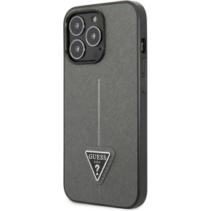 Buy Guess GUHCP13XPSATLG Apple iPhone 13 Pro Max silver hardcase Saffiano Triangle Logo - GUE1852SLV - {ean13} - Home Screen Store Europe
