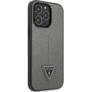 Buy Guess GUHCP13XPSATLG Apple iPhone 13 Pro Max silver hardcase Saffiano Triangle Logo - GUE1852SLV - {ean13} - Home Screen Store Europe