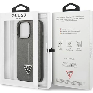 Buy Guess GUHCP13XPSATLG Apple iPhone 13 Pro Max silver hardcase Saffiano Triangle Logo - GUE1852SLV - {ean13} - Home Screen Store Europe
