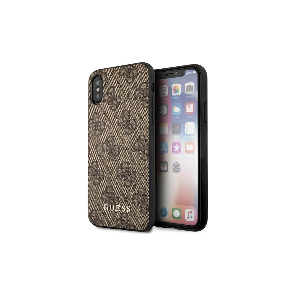Etui Guess GUHCPXG4GFBR Apple iPhone XS/X brązowy/brown hard case 4G Metal Gold Logo