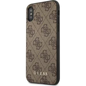 Kup Case Guess GUHCPXG4GFBR Apple iPhone XS/X braun/braune Hartschale 4G Metall-Gold-Logo - GUE1853BR - {ean13} - Sklep Home Screen
