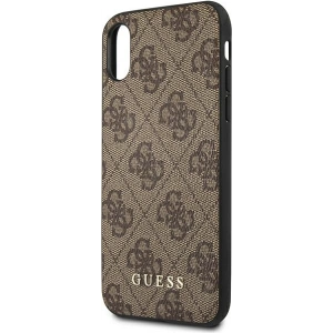 Etui Guess GUHCPXG4GFBR Apple iPhone XS/X brązowy/brown hard case 4G Metal Gold Logo