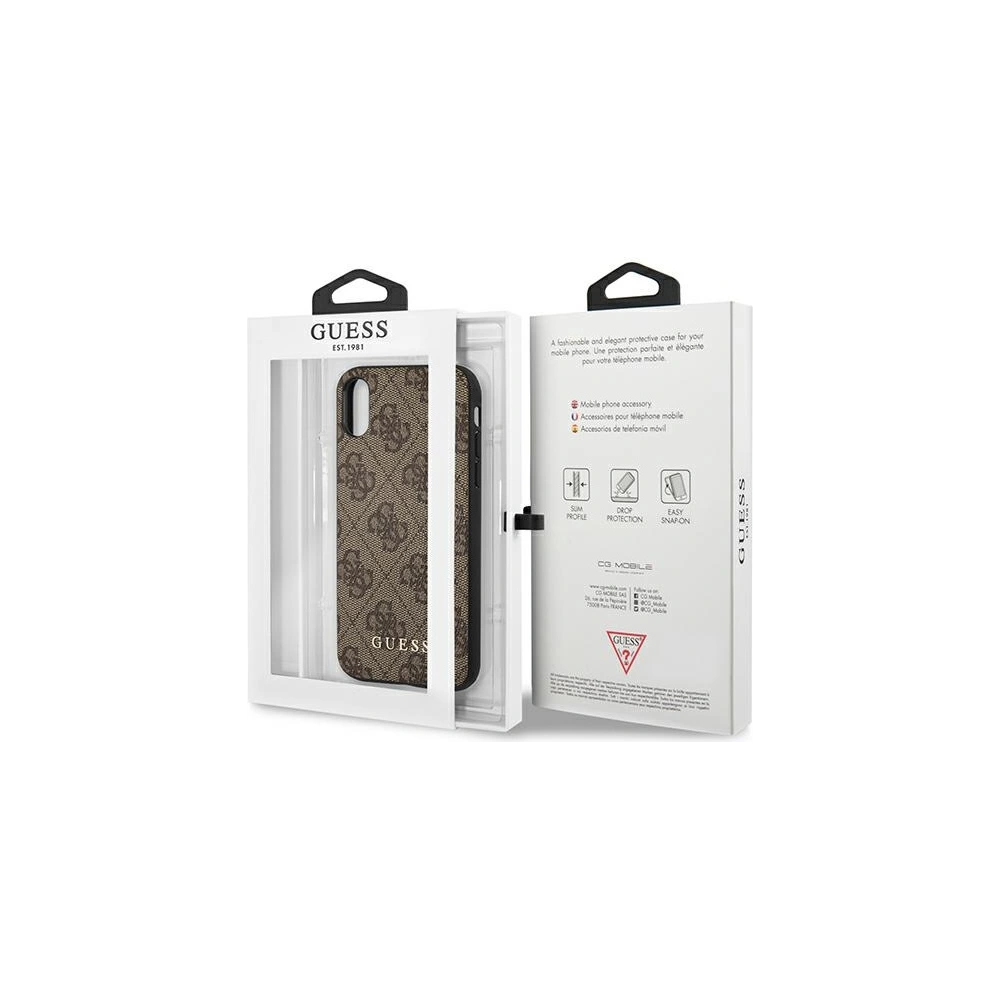 Etui Guess GUHCPXG4GFBR Apple iPhone XS/X brązowy/brown hard case 4G Metal Gold Logo