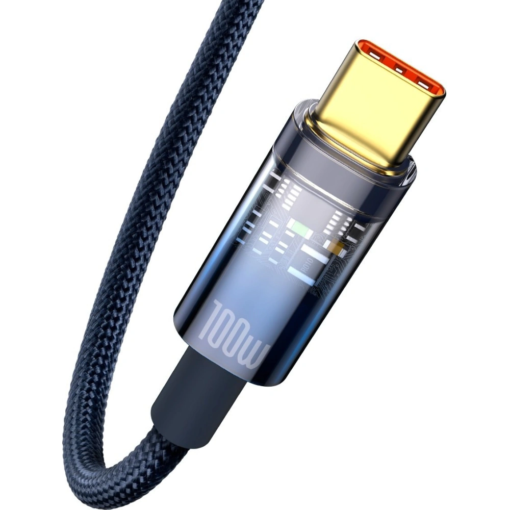 Kabel Baseus Explorer Series USB-A – USB-C 100W 1m niebieski