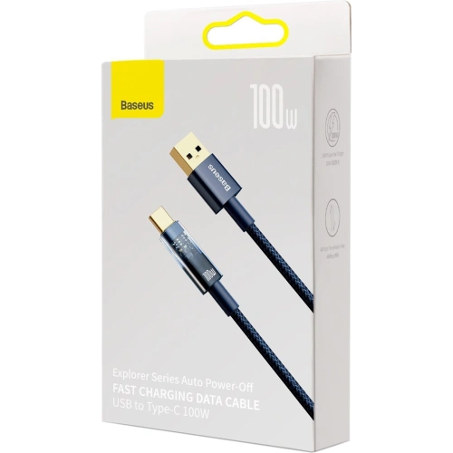 Buy Baseus Explorer Series Auto Power-Off Fast Charging Data Cable USB to Type-C 100W 1m Blue - BSU3391BLU - {ean13} - Home Screen Store Europe