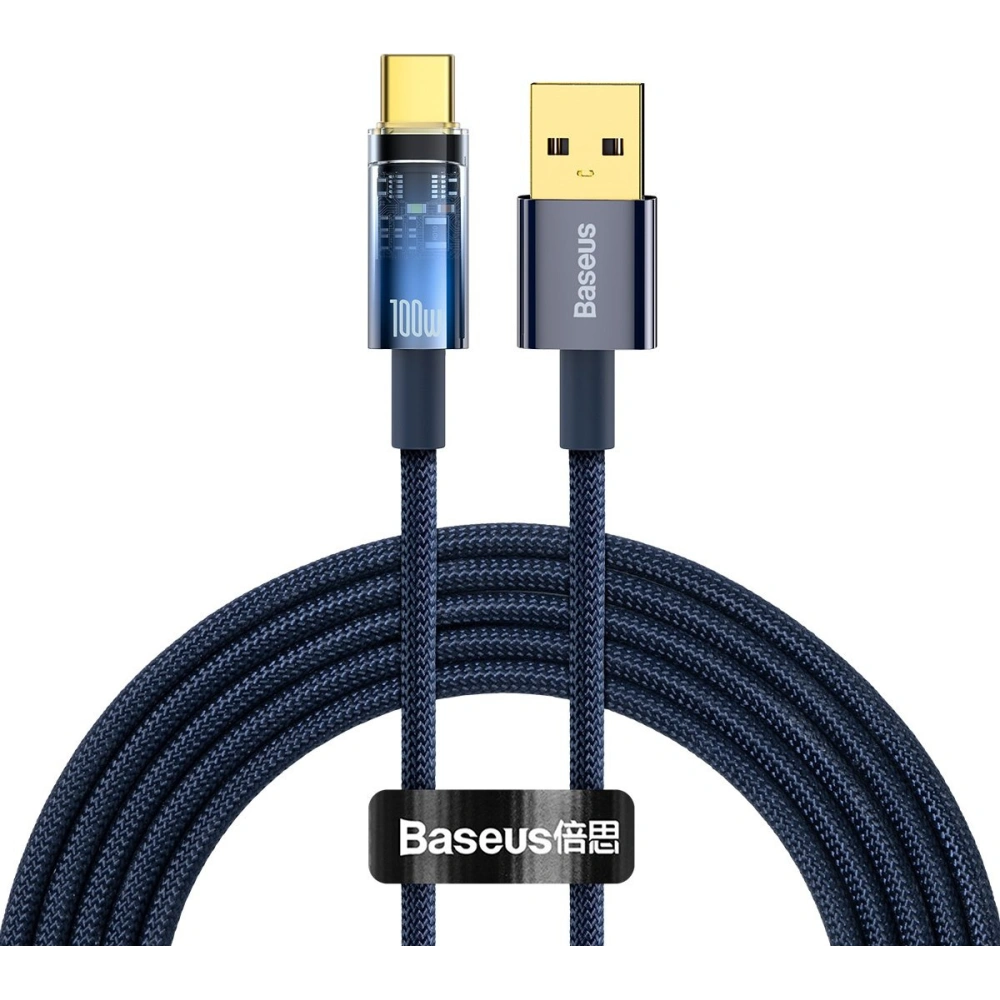 Kabel Baseus Explorer Series USB-A – USB-C 100W 2m niebieski