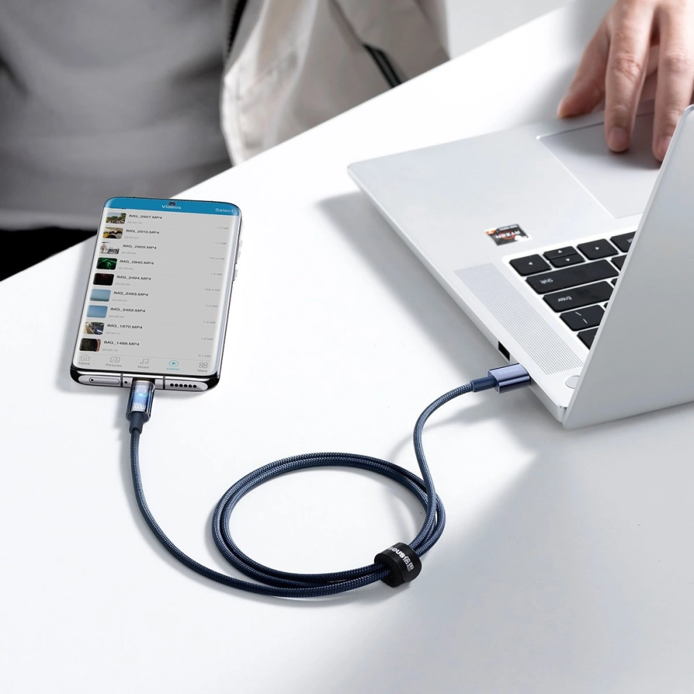 Kabel Baseus Explorer Series USB-A – USB-C 100W 2m niebieski