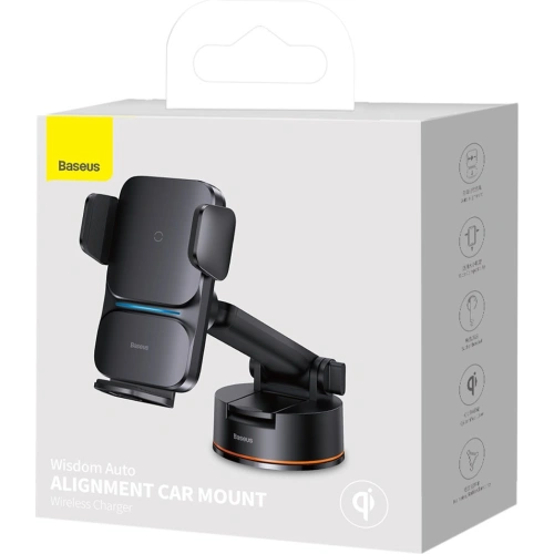 Buy Baseus Wisdom Auto Alignment Car Mount Wireless Charger QI 15W (Suction base) Black - BSU3394BLK - {ean13} - Home Screen Store Europe