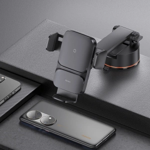 Buy Baseus Wisdom Auto Alignment Car Mount Wireless Charger QI 15W (Suction base) Black - BSU3394BLK - {ean13} - Home Screen Store Europe
