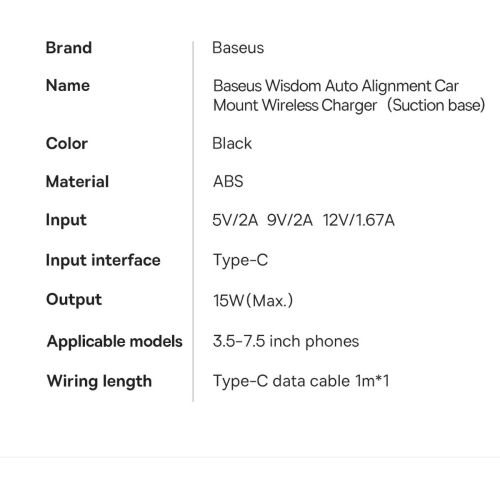 Kup Auto-Halterung Baseus Wisdom Auto Alignment Car Mount Wireless Charger QI 15W (Saugbasis) Schwarz - BSU3394BLK - {ean13} - Sklep Home Screen
